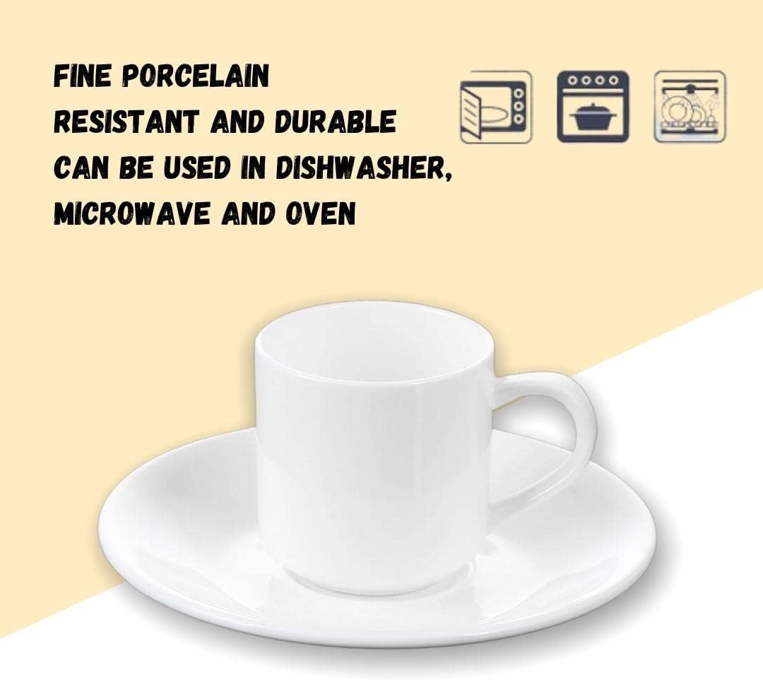 Wilmax Koffie Kopjes Set met Schotels 90 ml, 2-delige Set – WL-993007/2C