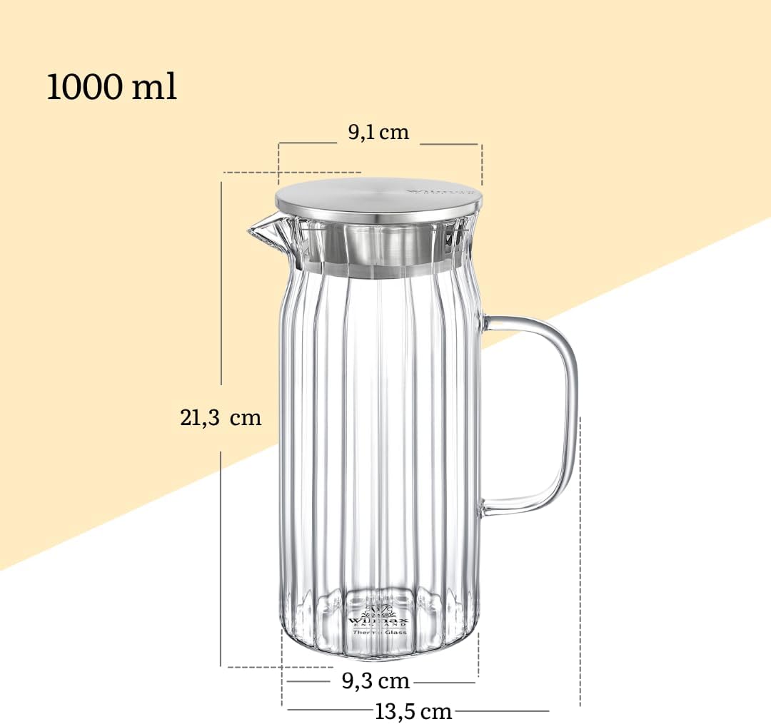 Wilmax Glaskrug 1000 ml mit 6 Gläsern 200 ml, WL-888219/A-888623/A6