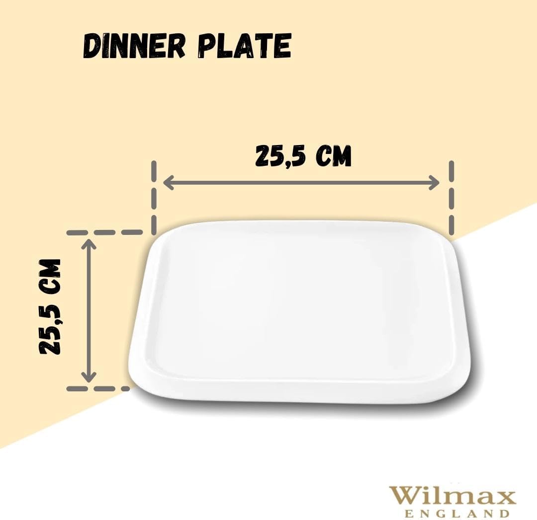 Wilmax Dinner Teller Weiß 25,5*25,5 cm – Hochwertiges Porzellan – WL-991228/A