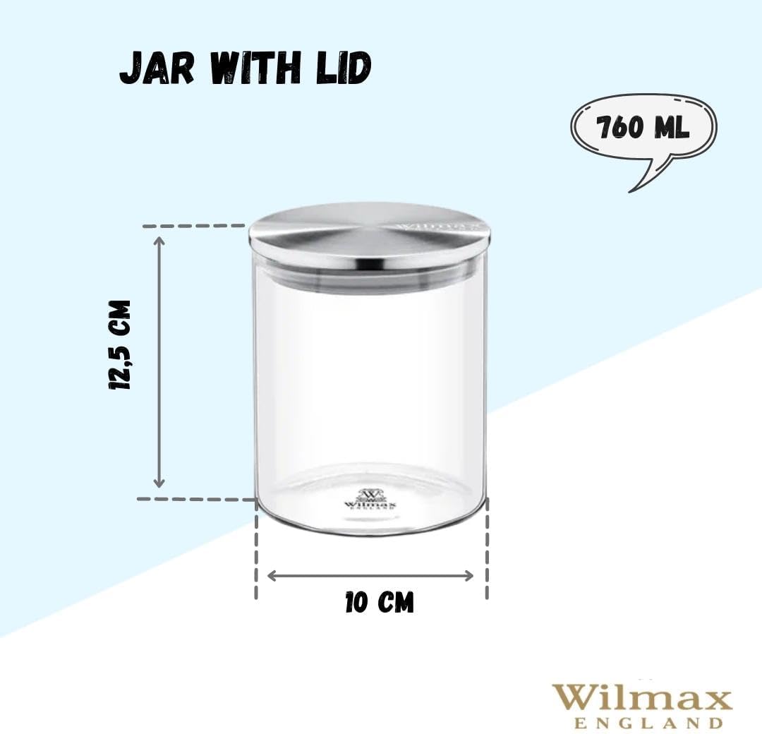 Wilmax Voorraadglas 760 ml met RVS Deksel Transparant