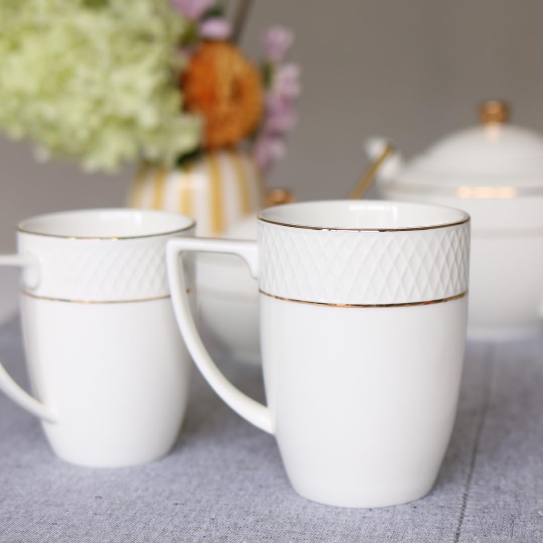 Wilmax Tasse mit Goldlinien, 450 ml, Einzelstück, WL-880102432/A