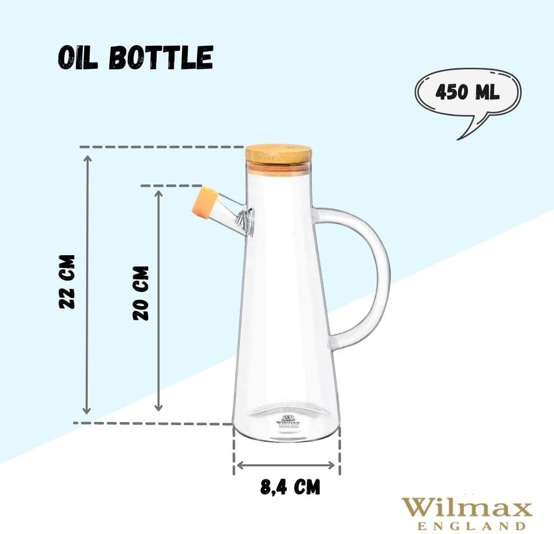 Wilmax England Oil Jug 500 ml Glass with Bamboo Lid