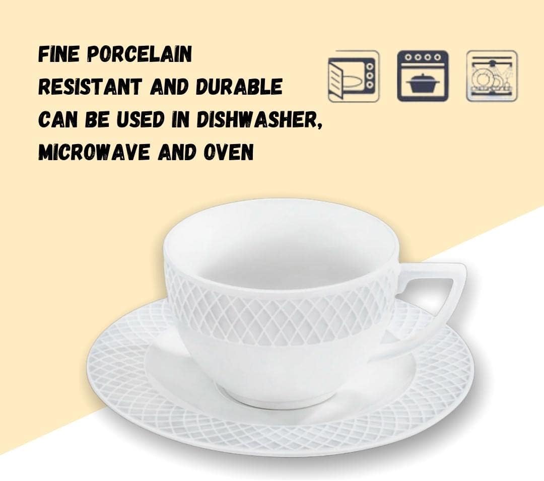 Wilmax England Cup & Saucer White Porcelain 170ml - 6 pieces