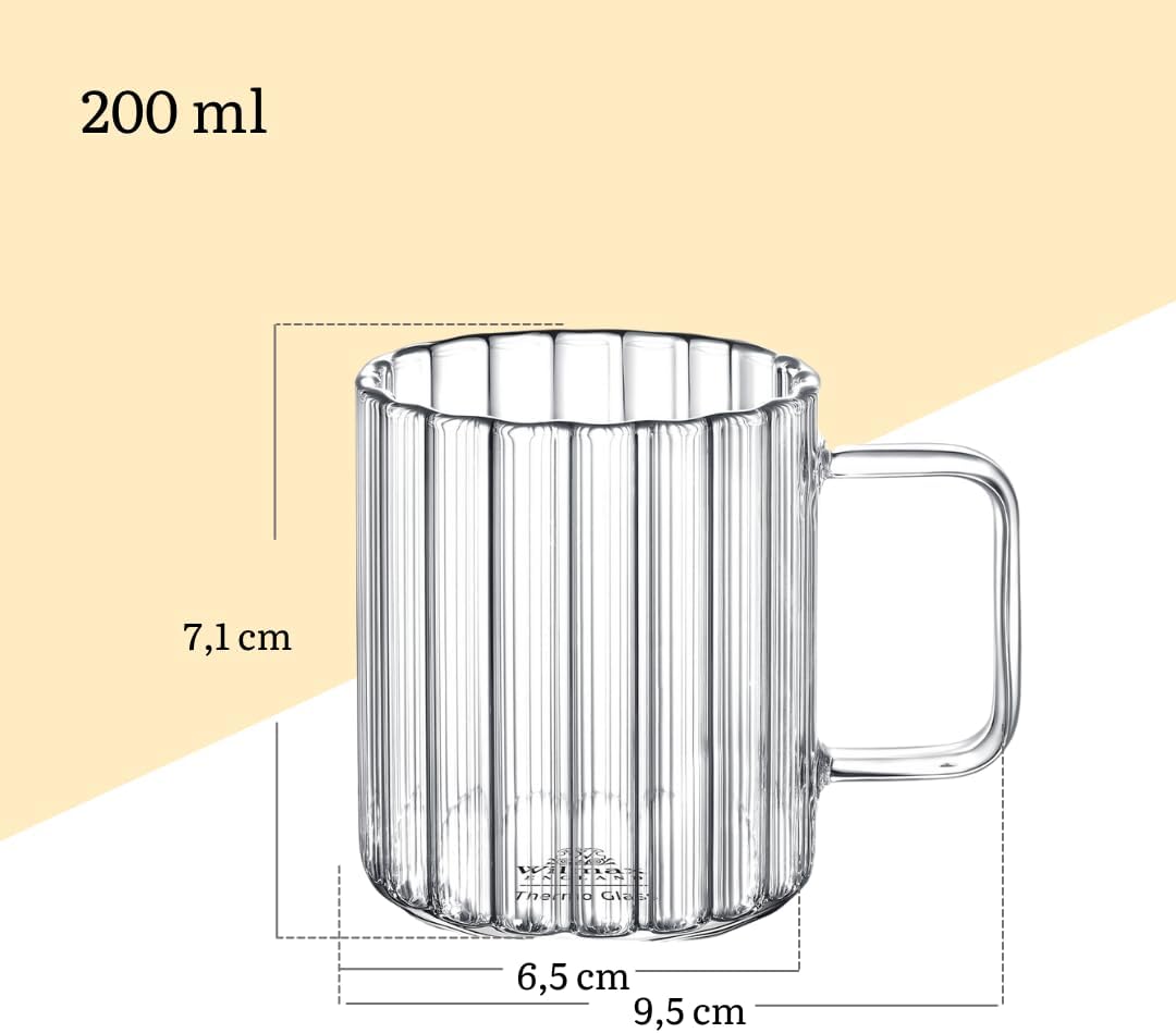Wilmax England Dubbelwandige Glazen Mok 200ml - Set van 6