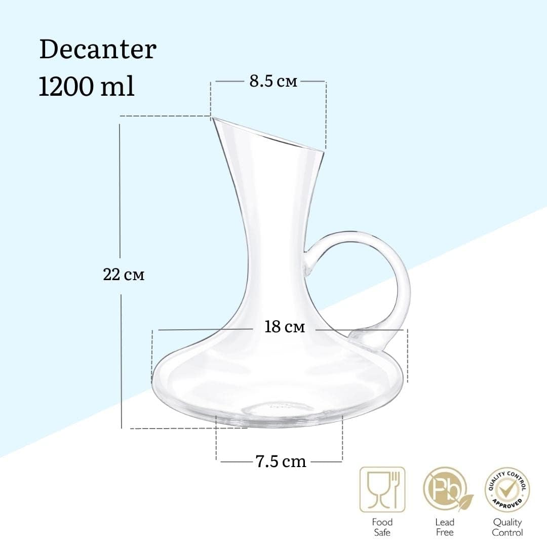 Wilmax Decanter 1200 ml, Handgefertigt, Bleifrei, Elegant – WL-888334/1C