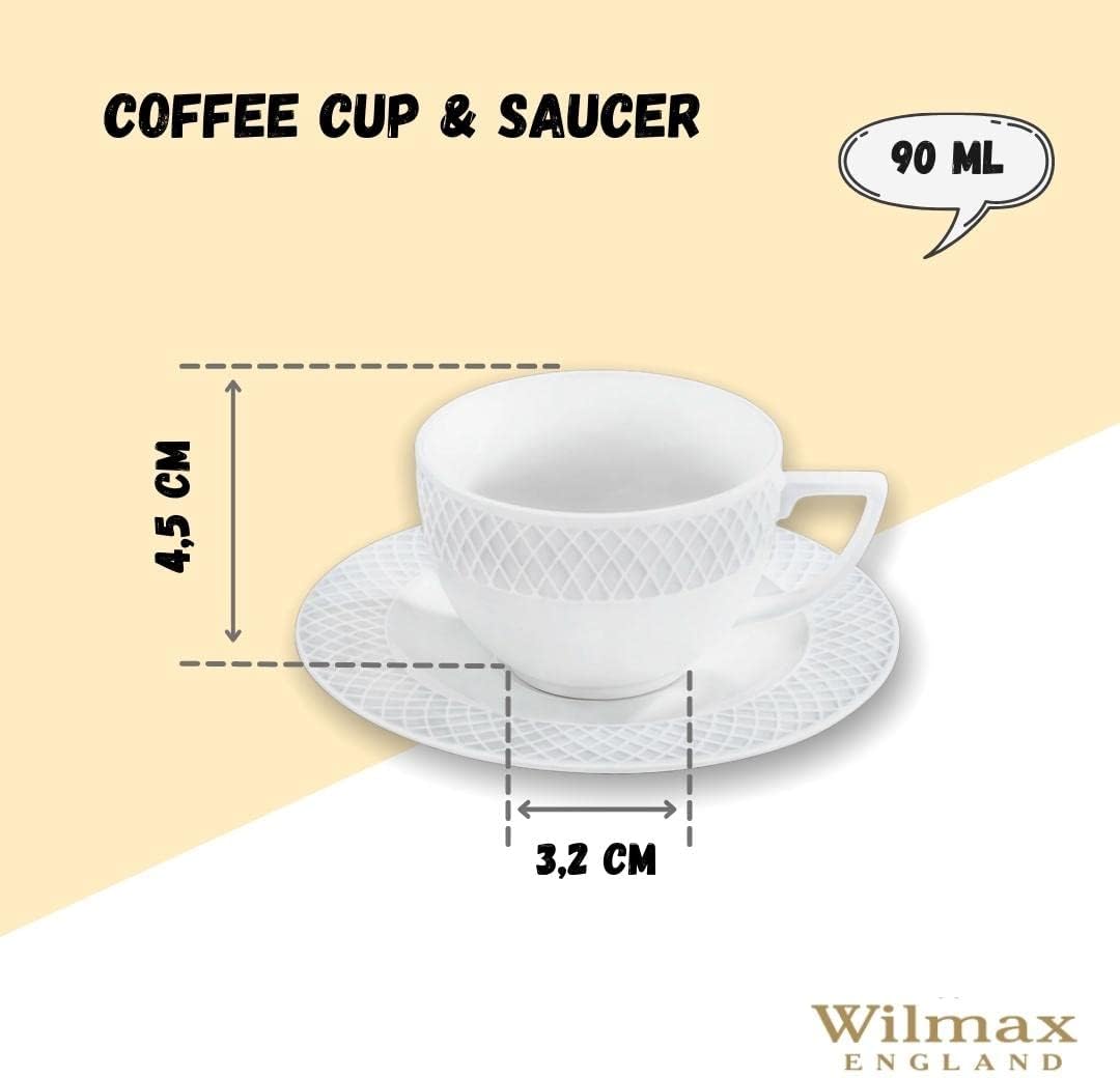 Wilmax Cup and Saucer 90 White Porcelain WL-880101400/AB