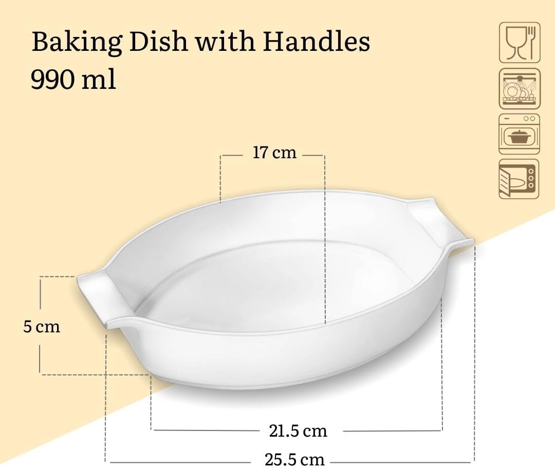 Wilmax Ovenschaal met Handgrepen 990 ml, ovaal, voor ovenschotels – WL-997027/1C