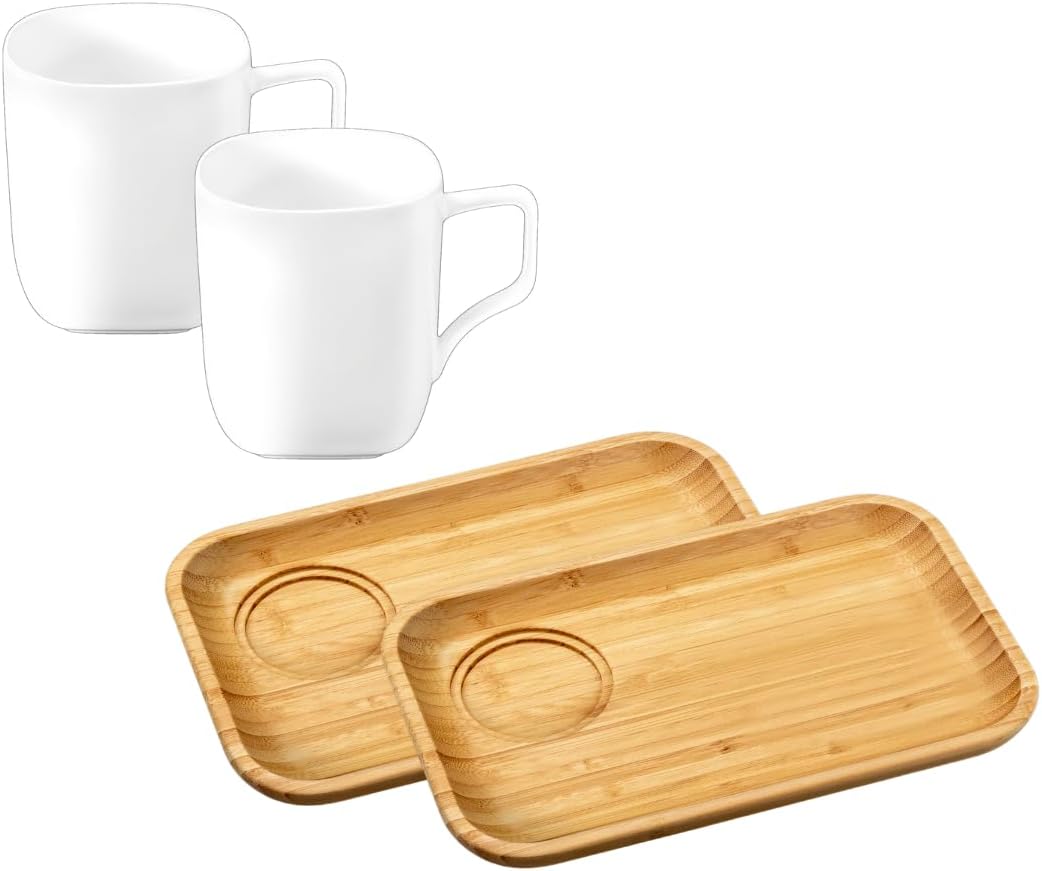 Wilmax England 4-piece Serving Set: Bamboo Porcelain