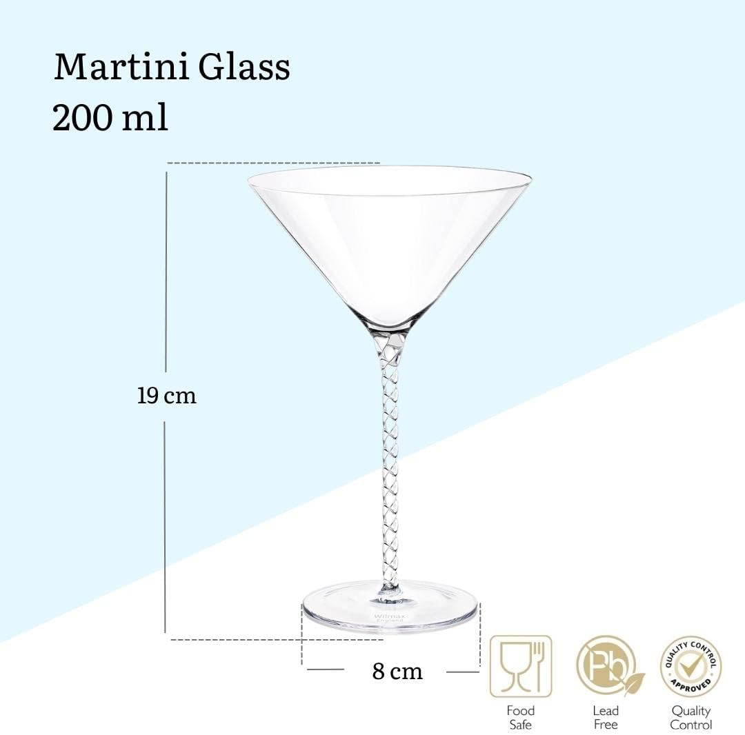 Wilmax Martini Gläser Set 200 ml aus Kristallglas WL-888106/2C