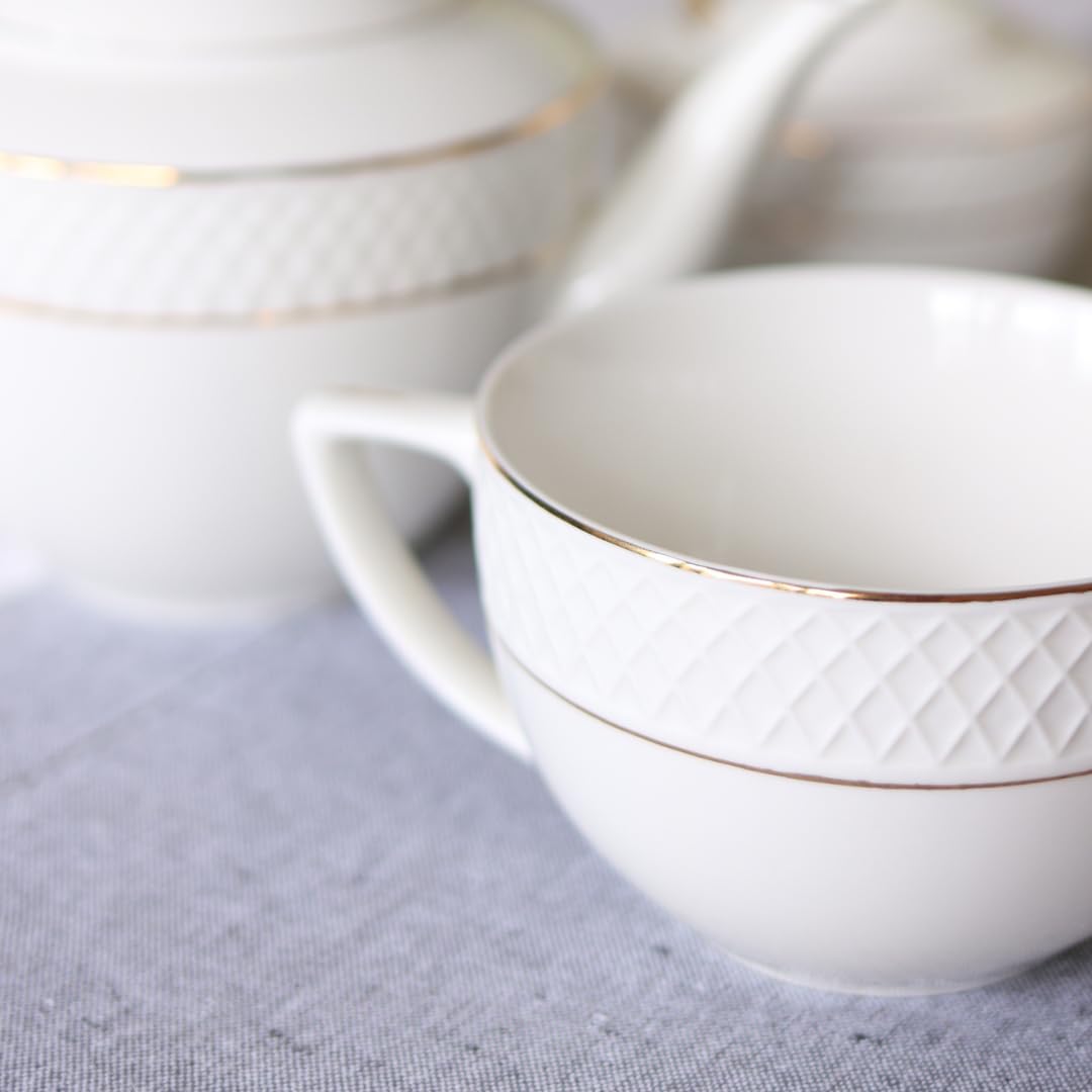 Wilmax Jumbo-Becher mit Goldlinien, 500 ml, 4er Set, WL-880102409/A4