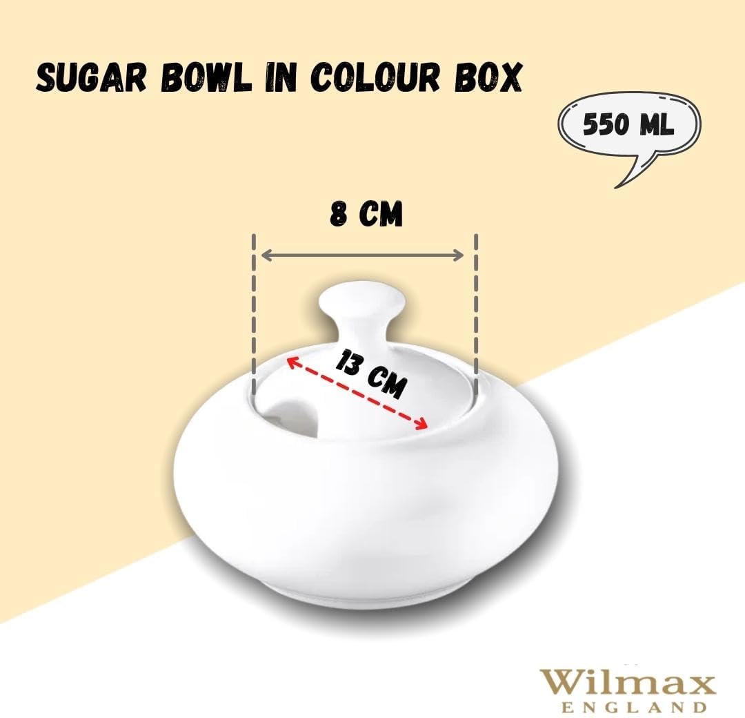 Wilmax Suikerpot & deksel 550 ml Wit Porselein WL-995030/A