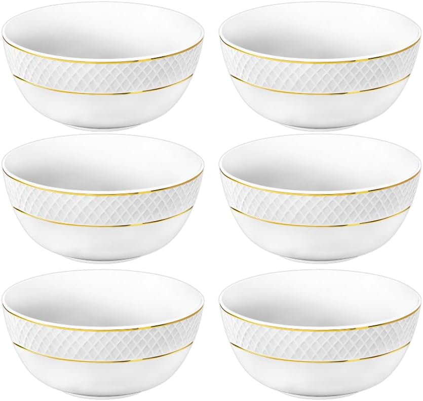 Wilmax Schüssel mit Goldlinien, 12 cm, 6er Set, WL-880102366/A6