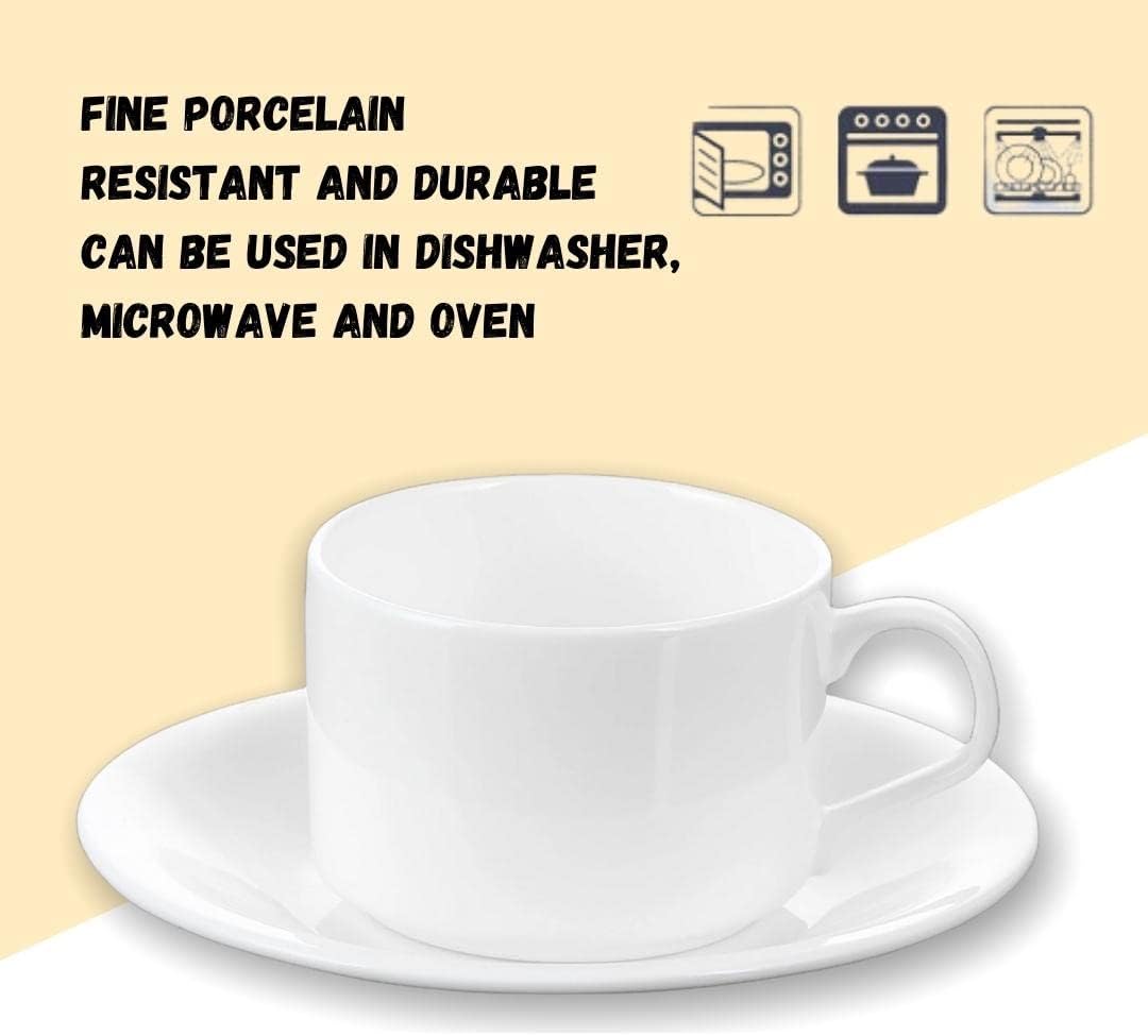 Wilmax Porseleinen Theekopjes & Schotels Set 160 ml Wit WL-993006/2C