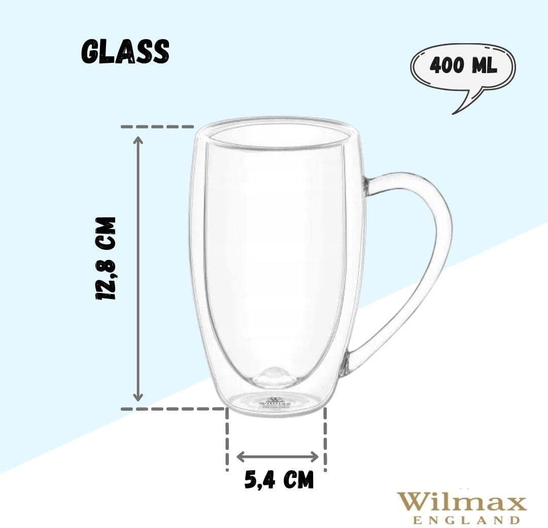Wilmax DW Glazen Borosilicaat 400ml, 6-delig, A6