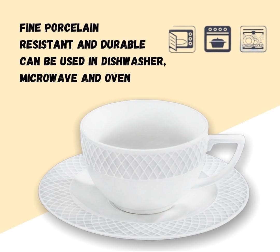 Wilmax Cup and Saucer White Porcelain 240ml, set of 6 WL-880105/6C