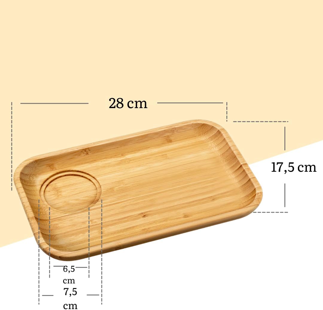 Wilmax 2 Bambus-Teller & 2 Porzellantassen – 4-tlg WL-771126/A2-993066/A2