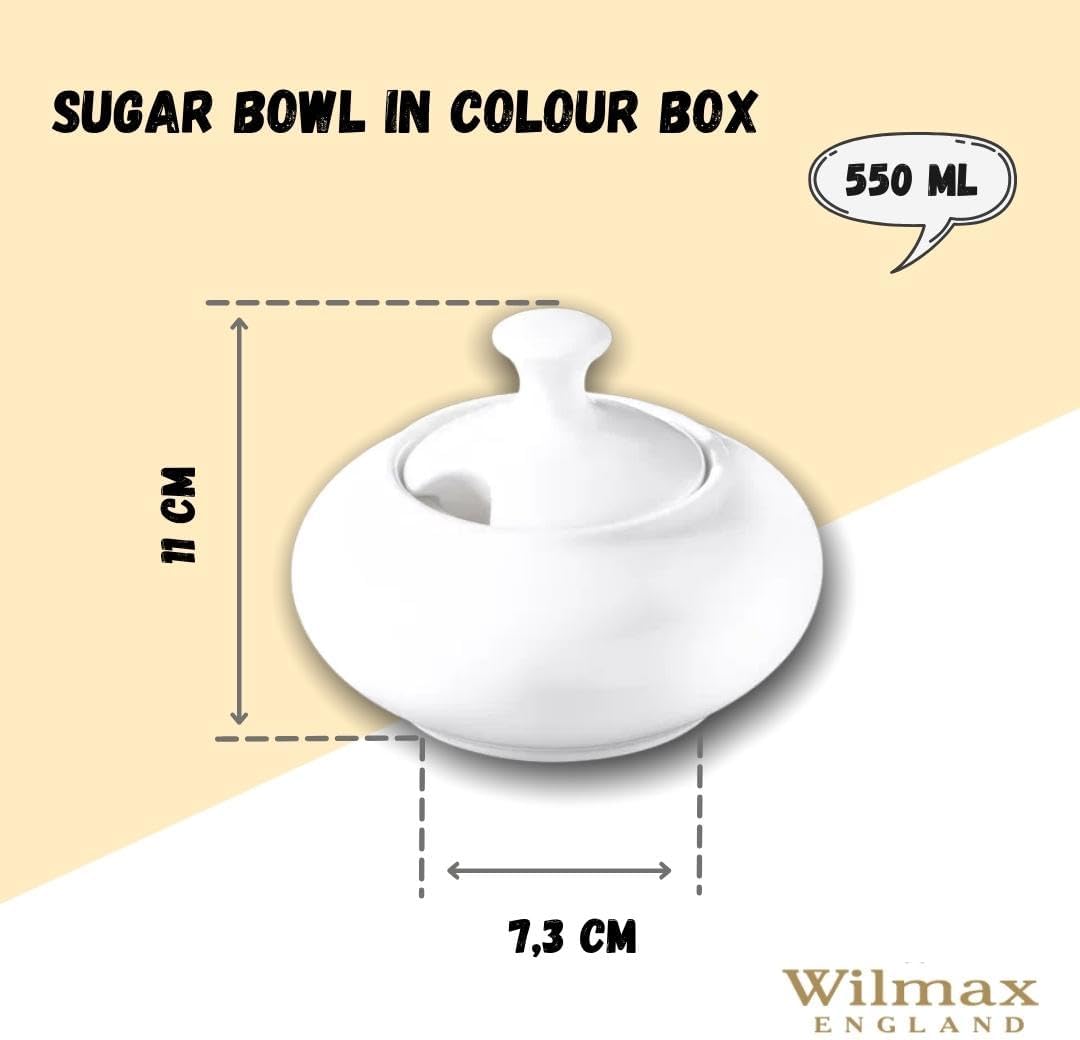 Wilmax Zuckerdose 550 ml aus feinem Porzellan mit Deckel WL-995030/A