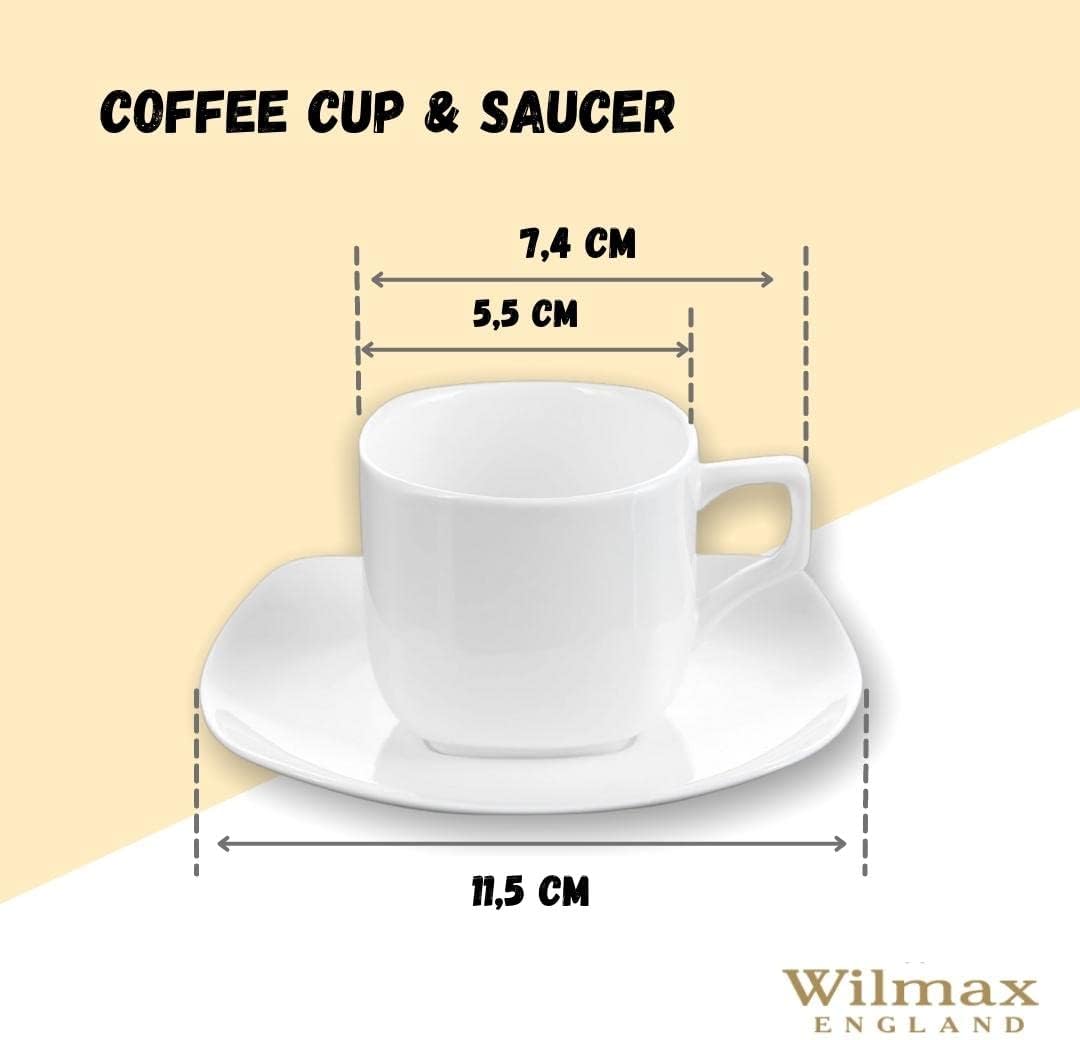 Wilmax Koffie Kopjes & Schotels Set, 2-delig, 90 ml Porselein WL-993041/2C