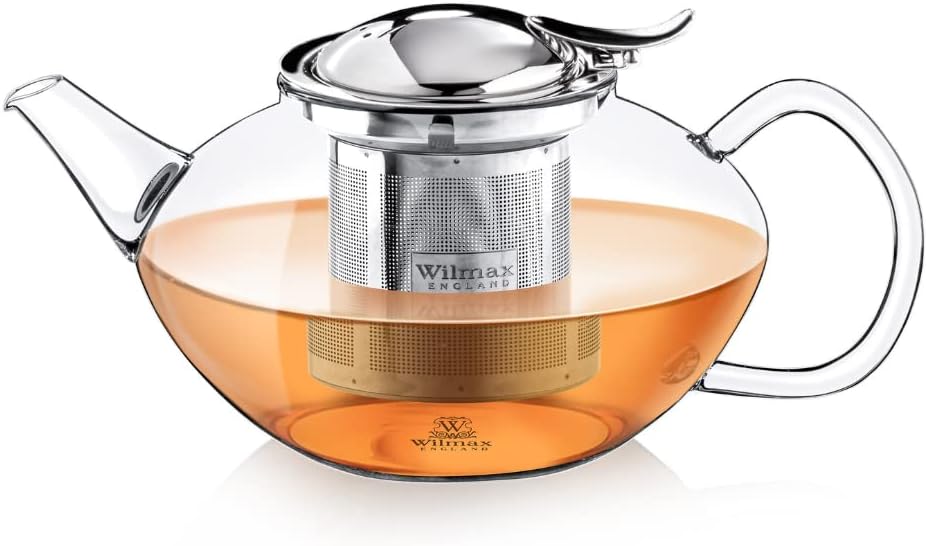 Wilmax Theepot Borosilicaatglas 650ml RVS filter
