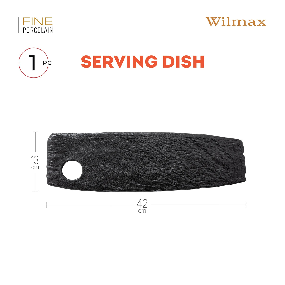 Wilmax England Schotel SlateStone Zwart 42x13cm Porselein