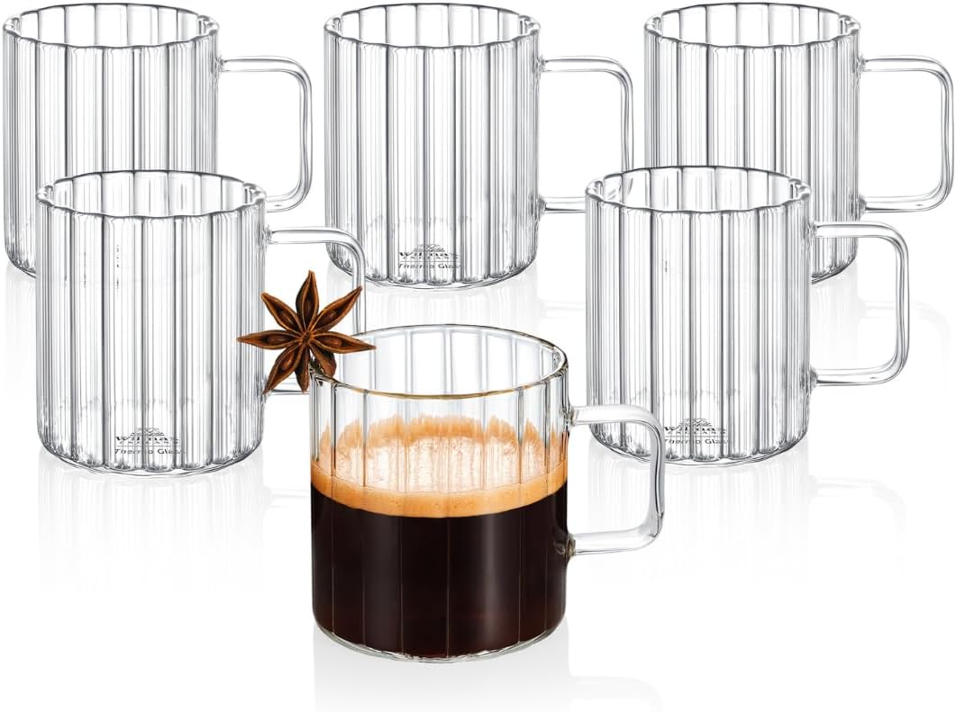 Wilmax England Thermo Glass - Glazen Koffie- en Theebekers - 200 ml - Set van 6 - Transparant