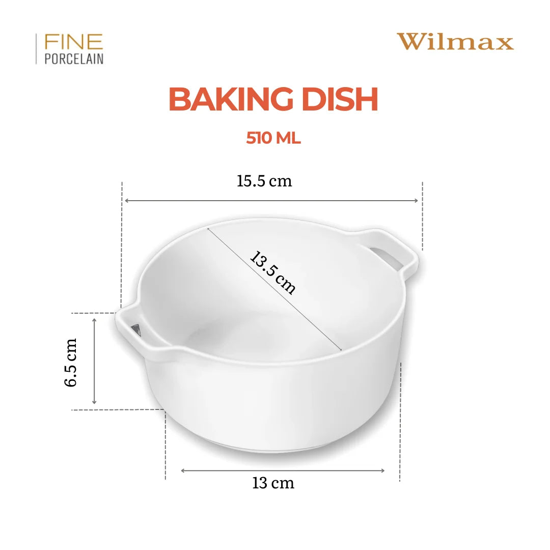 Wilmax Ovenschaal met handvatten 510ml Porselein Wit