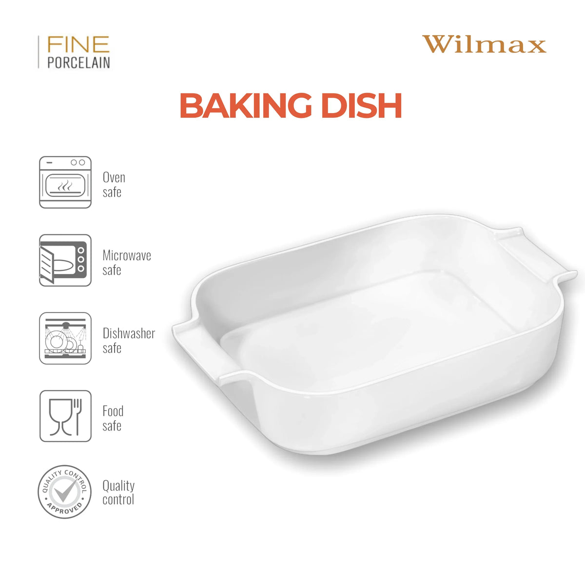 Wilmax England Ovenschaal, Porselein, Wit, 860 ml