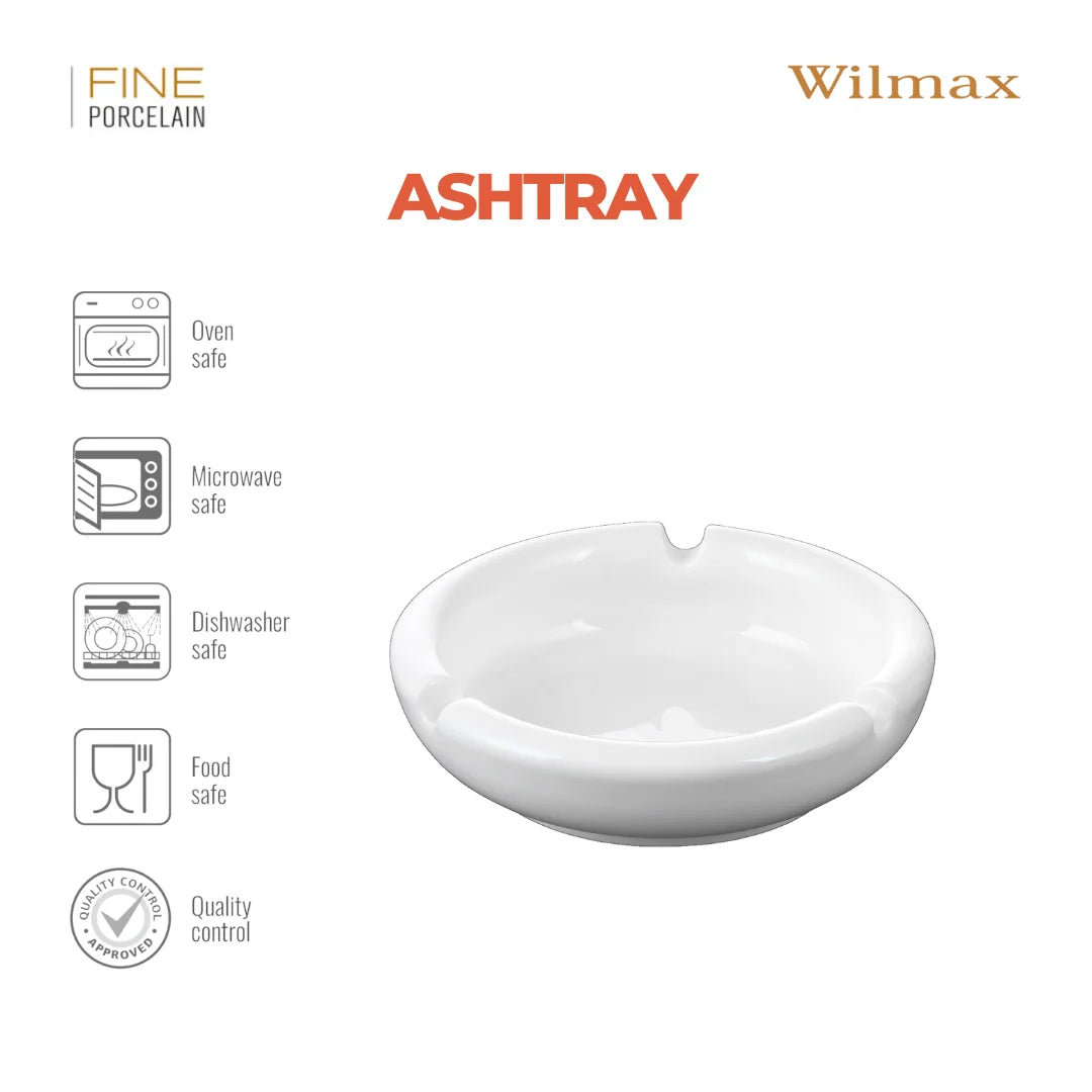 Wilmax Porseleinen Asbak 10 cm Wit