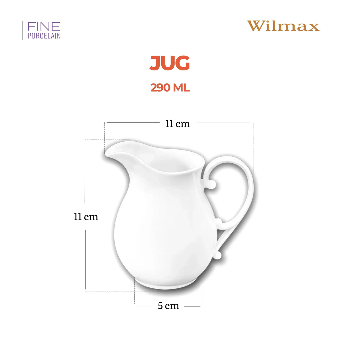 Wilmax Melkkannetje 290 ml Wit Porselein