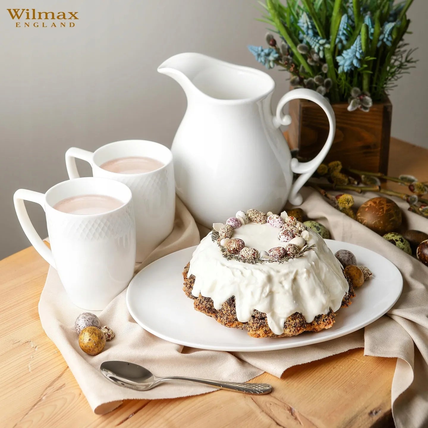 Wilmax England Mok 450 ml Wit Porselein 2-delige set