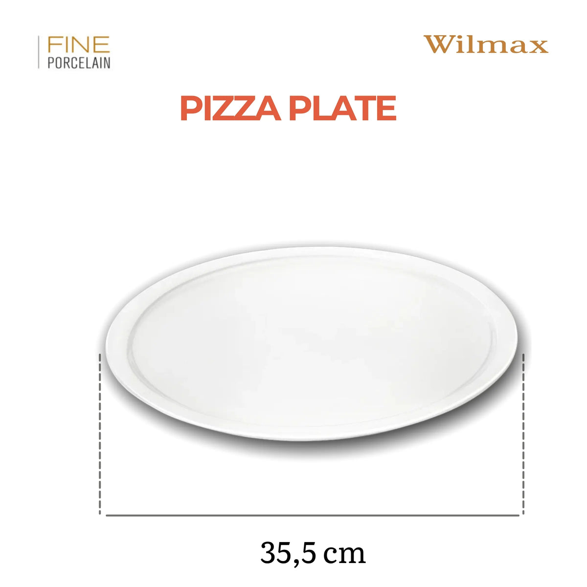 Wilmax England Pizzabord 35.5 cm Porselein Wit