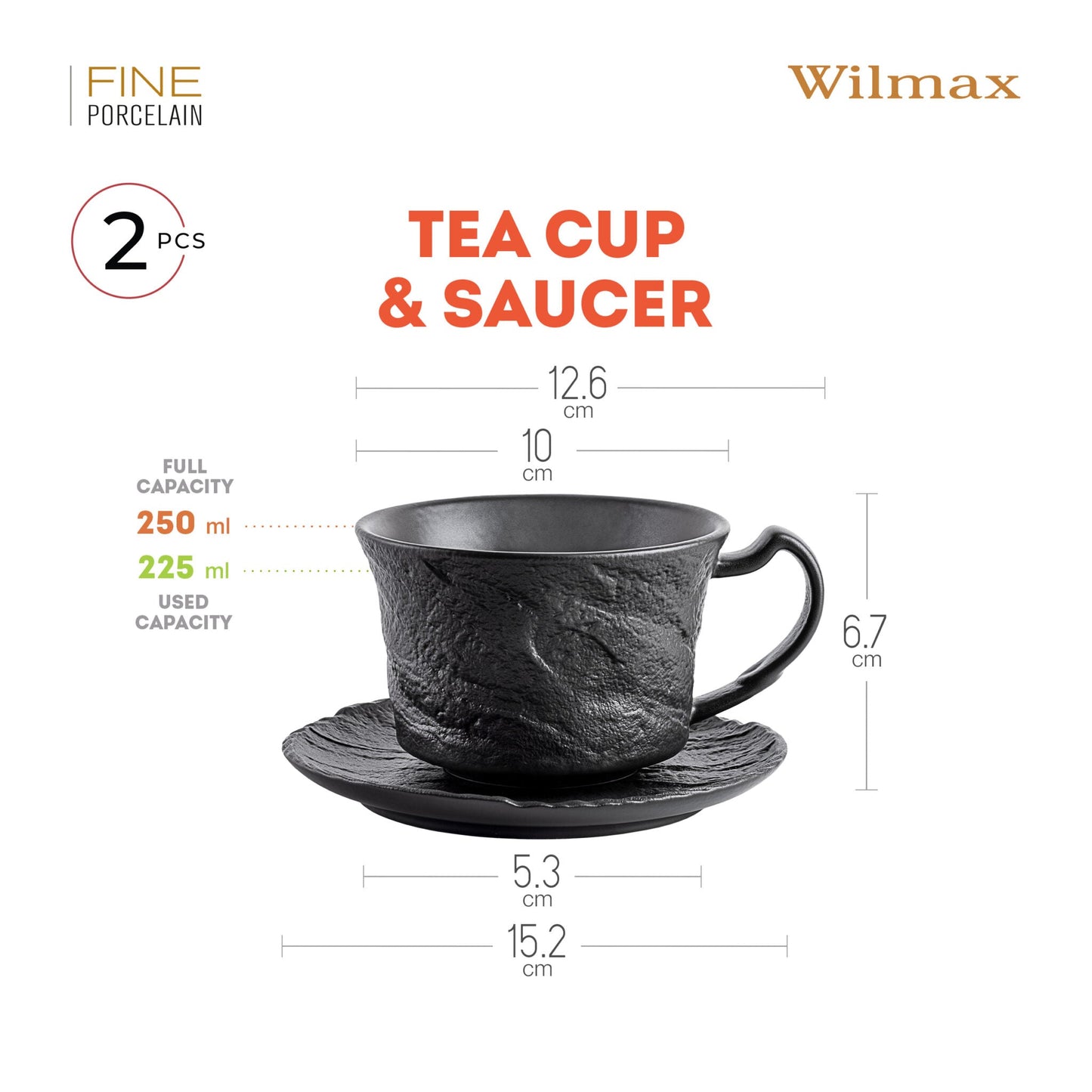 Wilmax England Koffieset 180ml Zwart 2x WL-661151/AB2