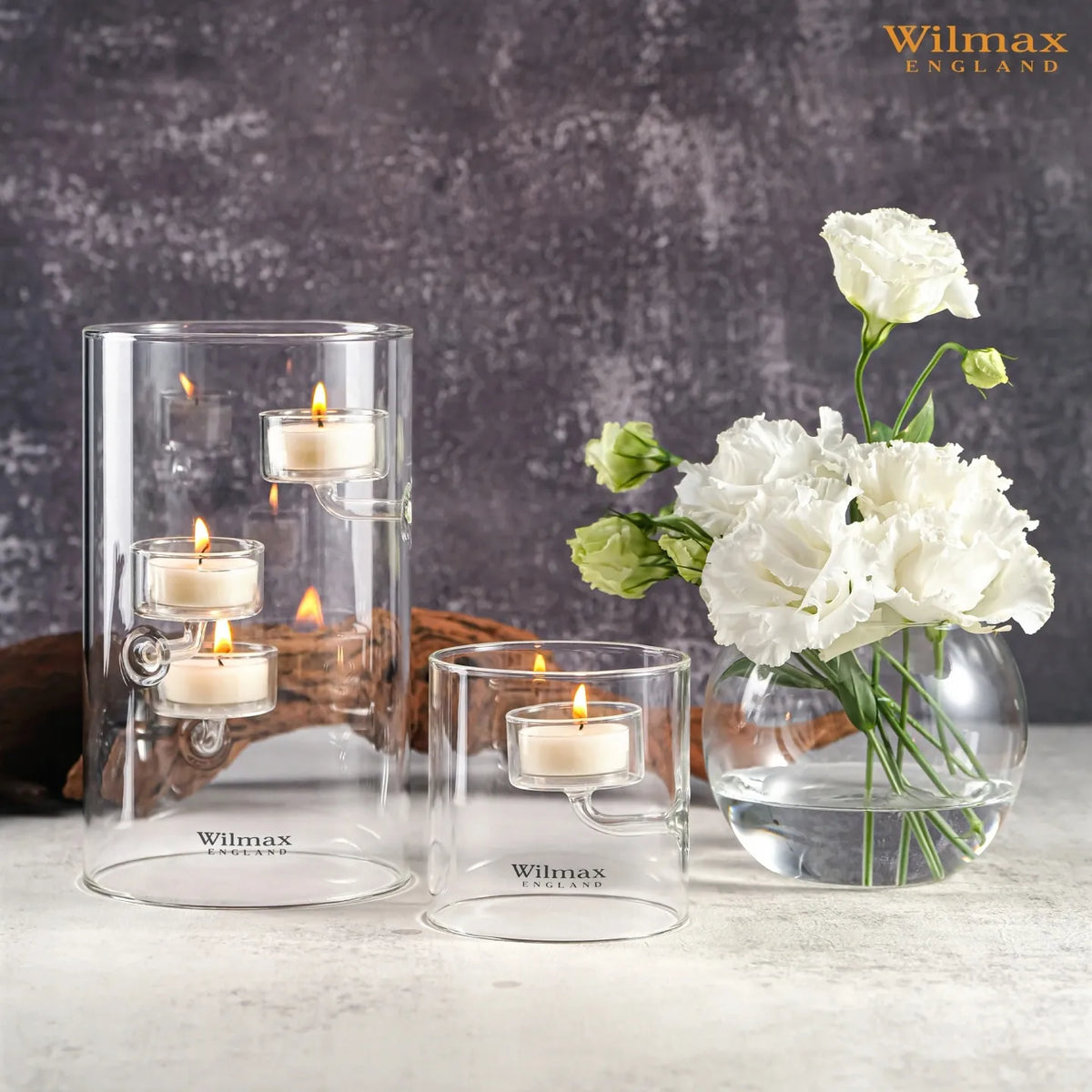 Wilmax England Theelichthouder Glas 20 cm voor 3 theelichtjes