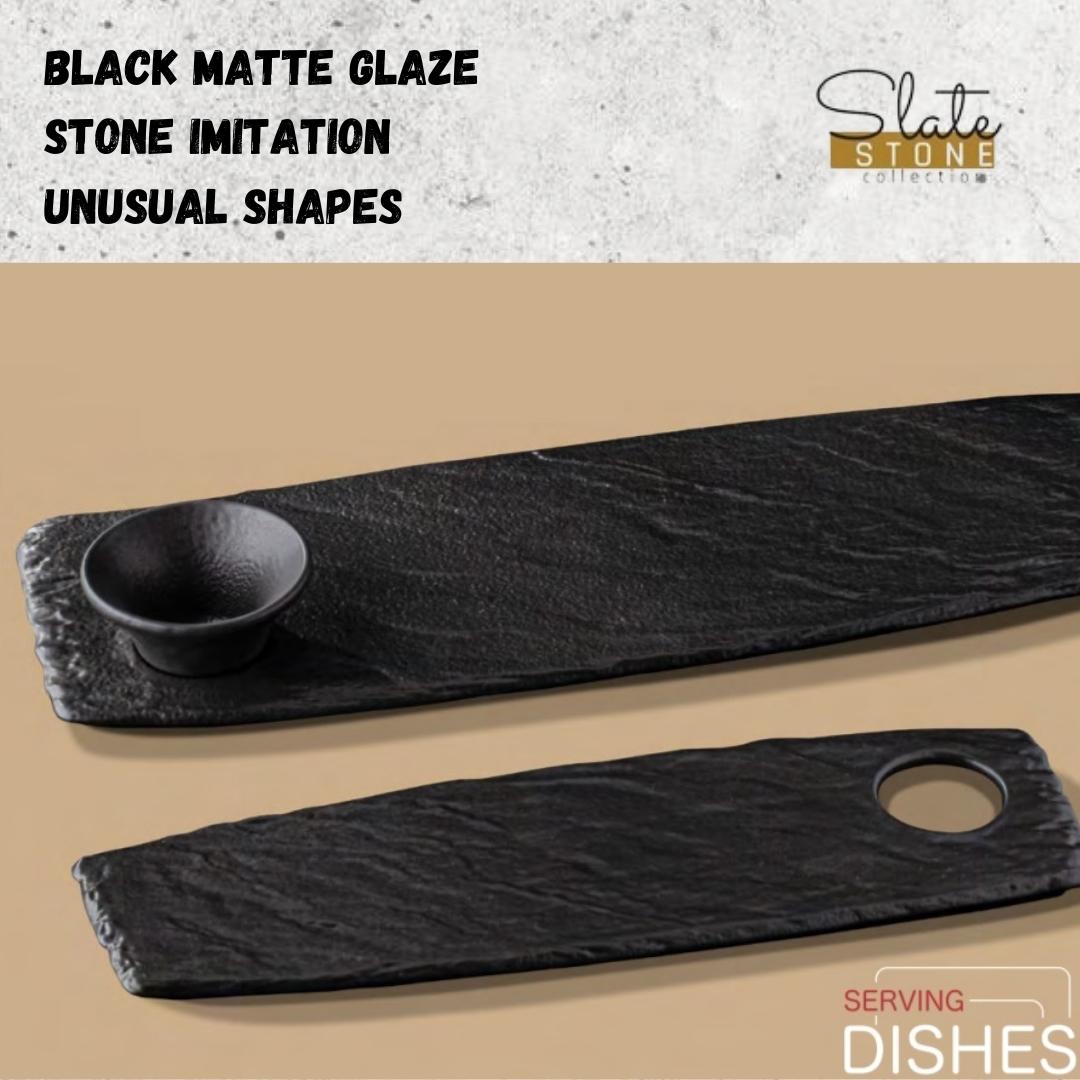 Wilmax Servierschale 32,5 x 10 cm aus schwarzem Porzellan WL-661132/A