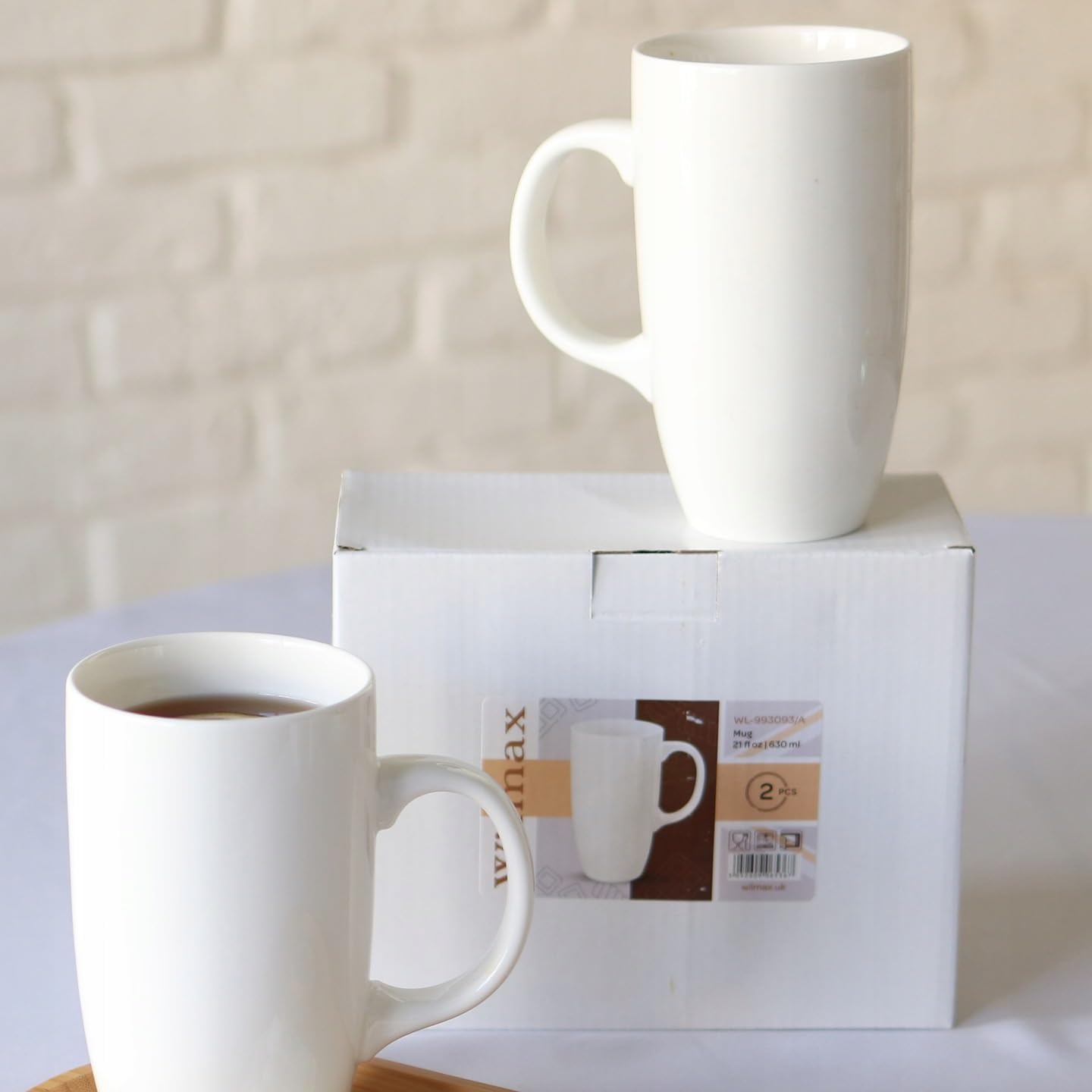 Wilmax Servierset 2x Bambus-Teller & Porzellanbecher WL-771126/A2-WL-993093/A2