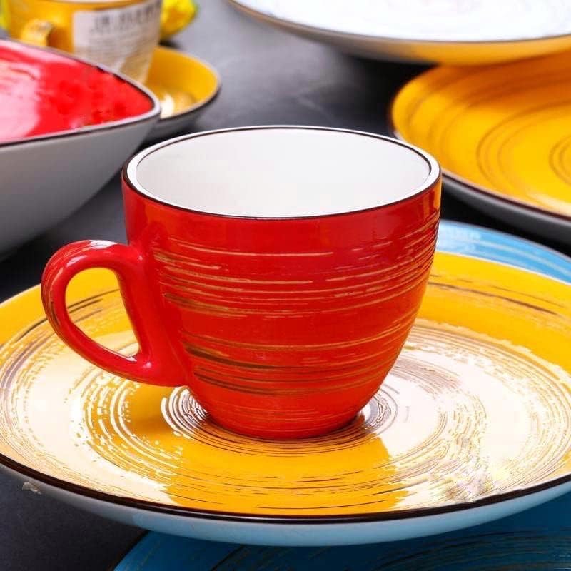 Wilmax Kop & schotel 190 ml Rood Porselein 6x WL-669235/AB6