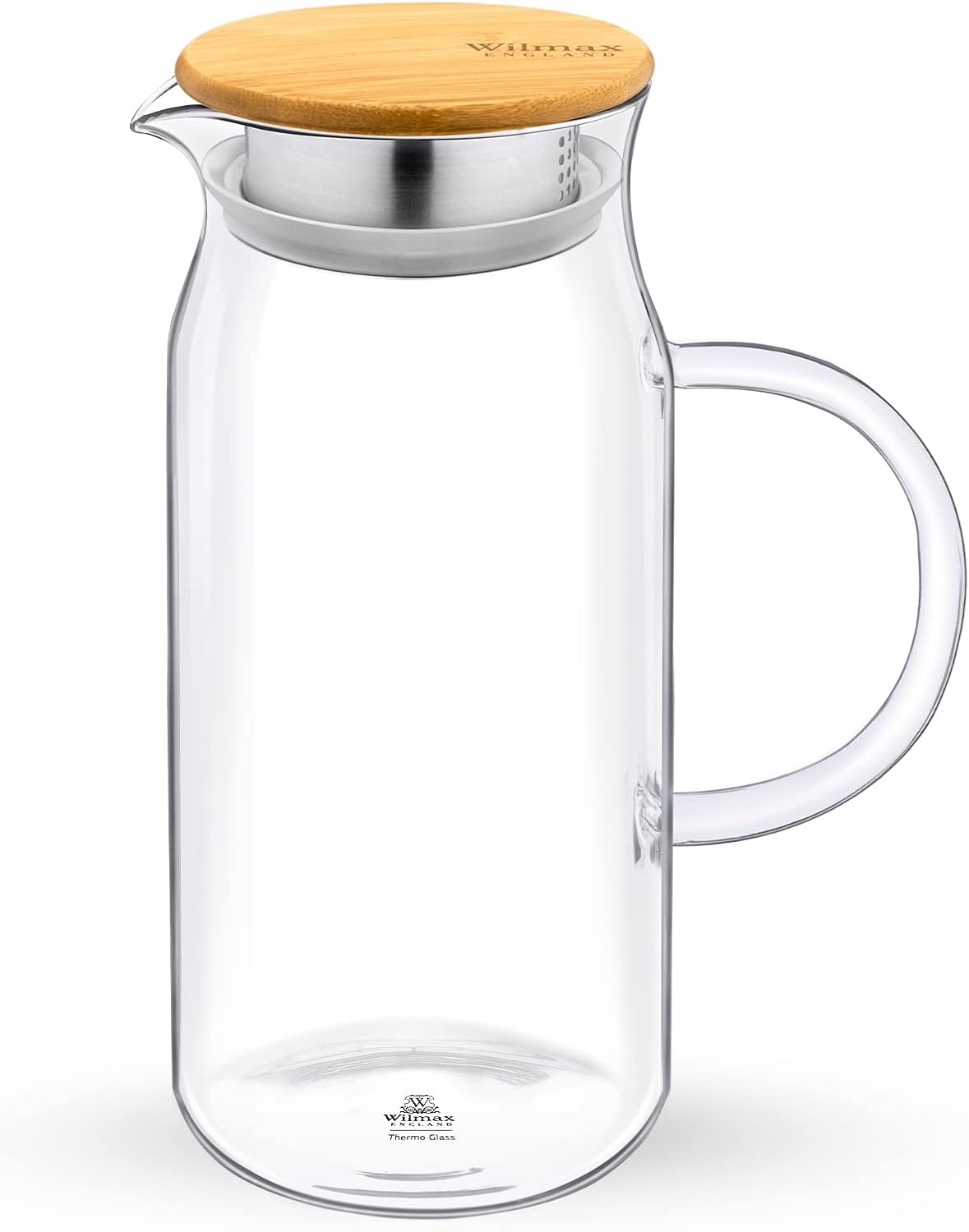Wilmax Karaf 1000 ml Thermoglas met Bamboe Deksel Transparant