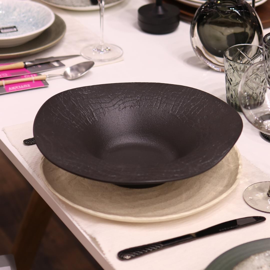 Wilmax Wavy Tiefer Plattenteller, 30 cm, 700 ml, Schwarz – WL-663106/A