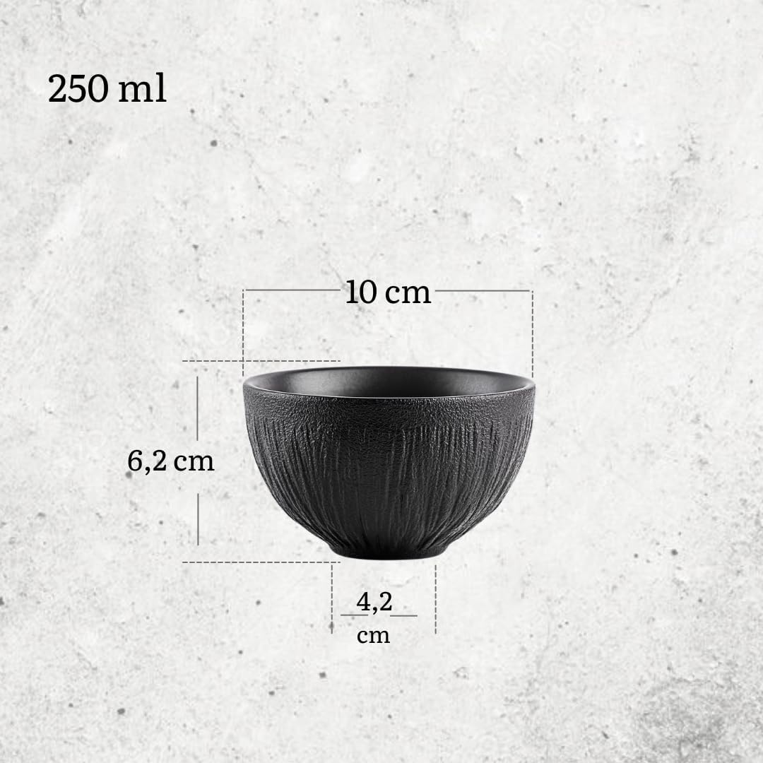 Wilmax Schalen Set 2er Schwarz 250 ml Porzellan Salatschüssel Müslischale WL-664115/A2