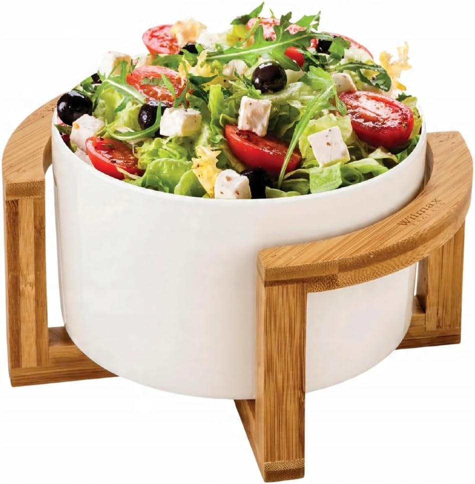 Wilmax Porzellanschale 18 cm mit Bambusständer 1850 ml WL-992747/A-WL-771105/A