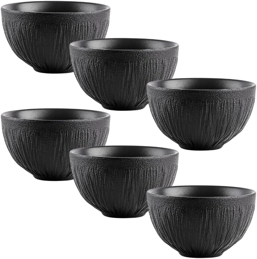 Wilmax Schalen Set 6er Schwarz 250 ml Porzellan Salatschüssel WL-664115/A6