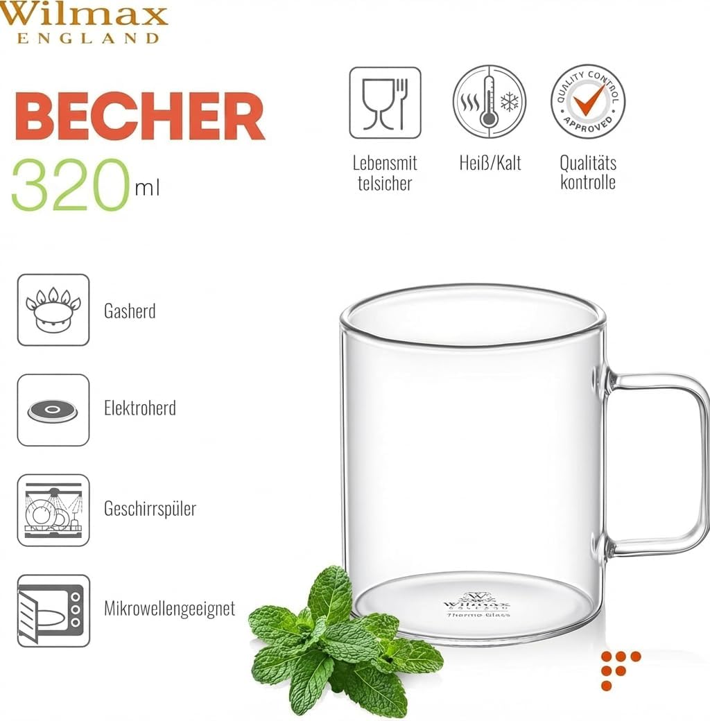 Wilmax glass cup 320 ml borosilicate set of 6 WL-888606/A6