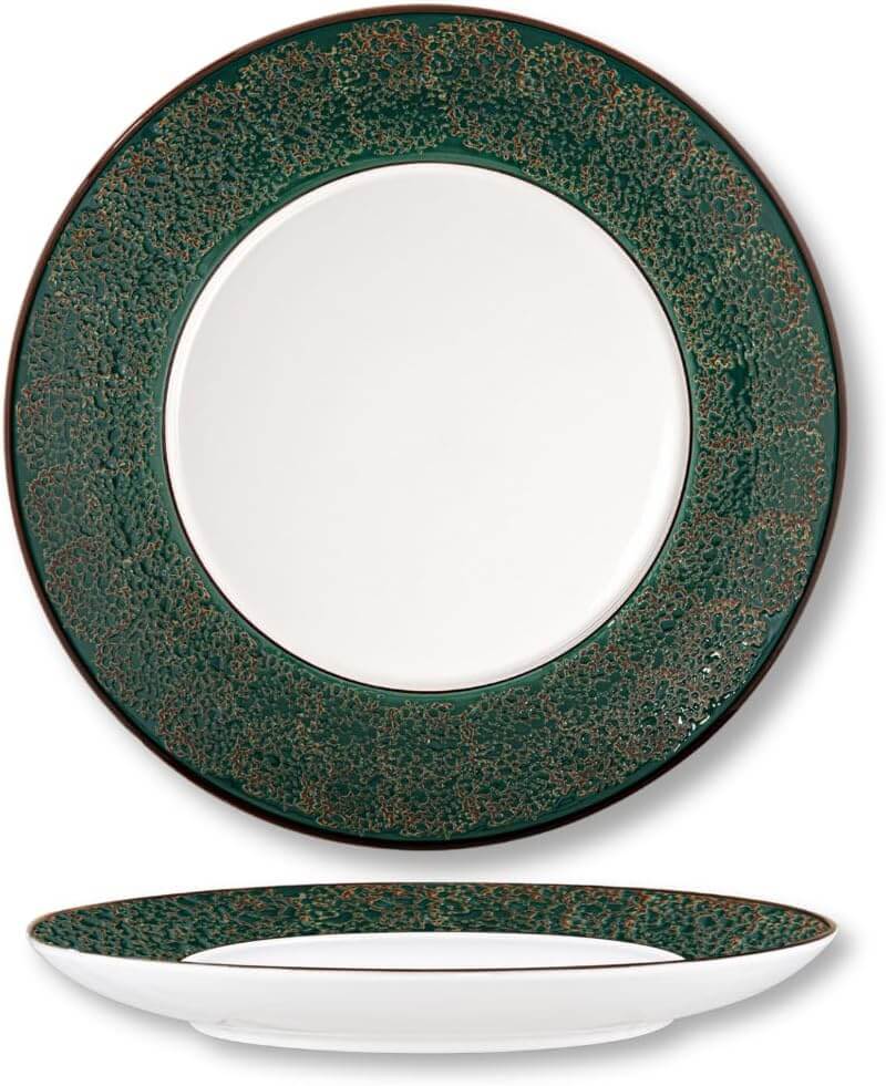 Wilmax Bord 25 cm Groen Porselein 2-delige set WL-667514/A2