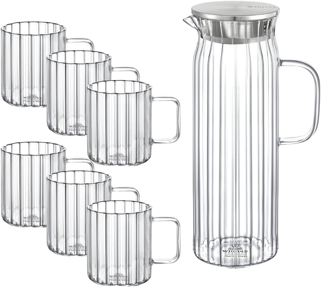 Wilmax Gläser- & Karaffen-Set, 6 Tassen & 1 Karaffe, WL-888220/A-888617/A6