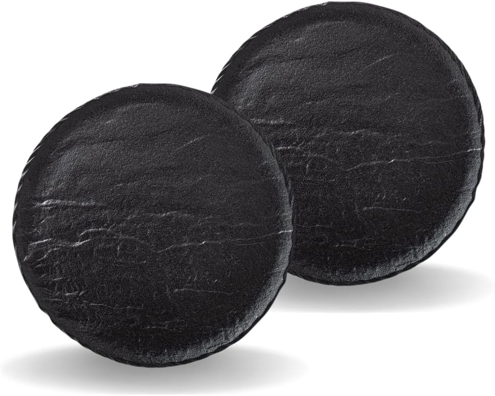 Wilmax Runde Porzellanteller Schwarz, 28 cm, 2er-Set – WL-661127/A2