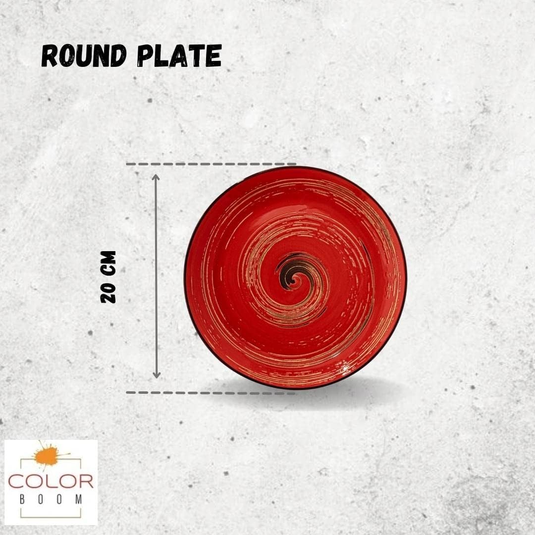 Wilmax Runde Porzellanteller 20.5 cm, 6er Set, rot – WL-669212/A6