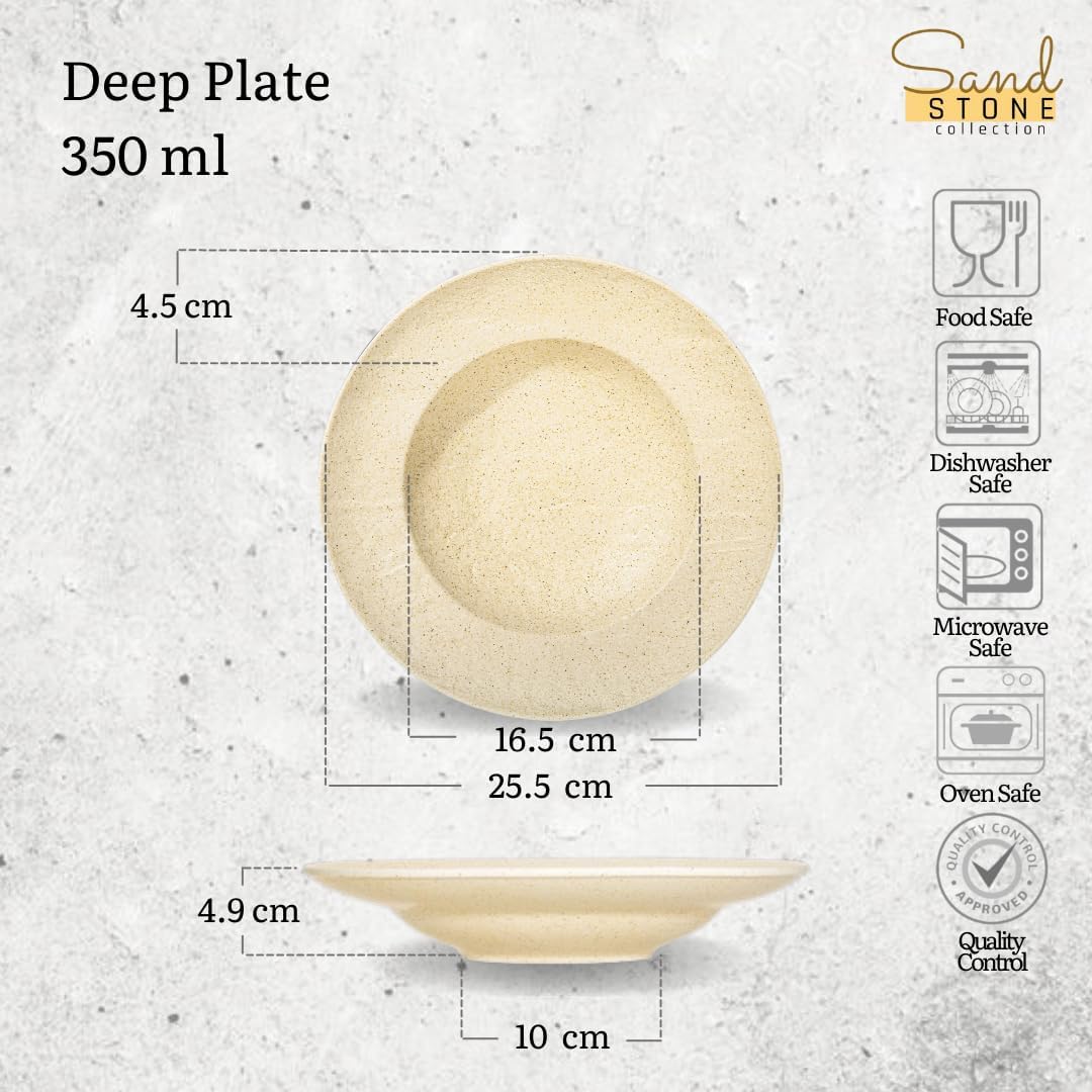 Wilmax England Deep Plate Sand Porcelain 25.5 cm Set of 2