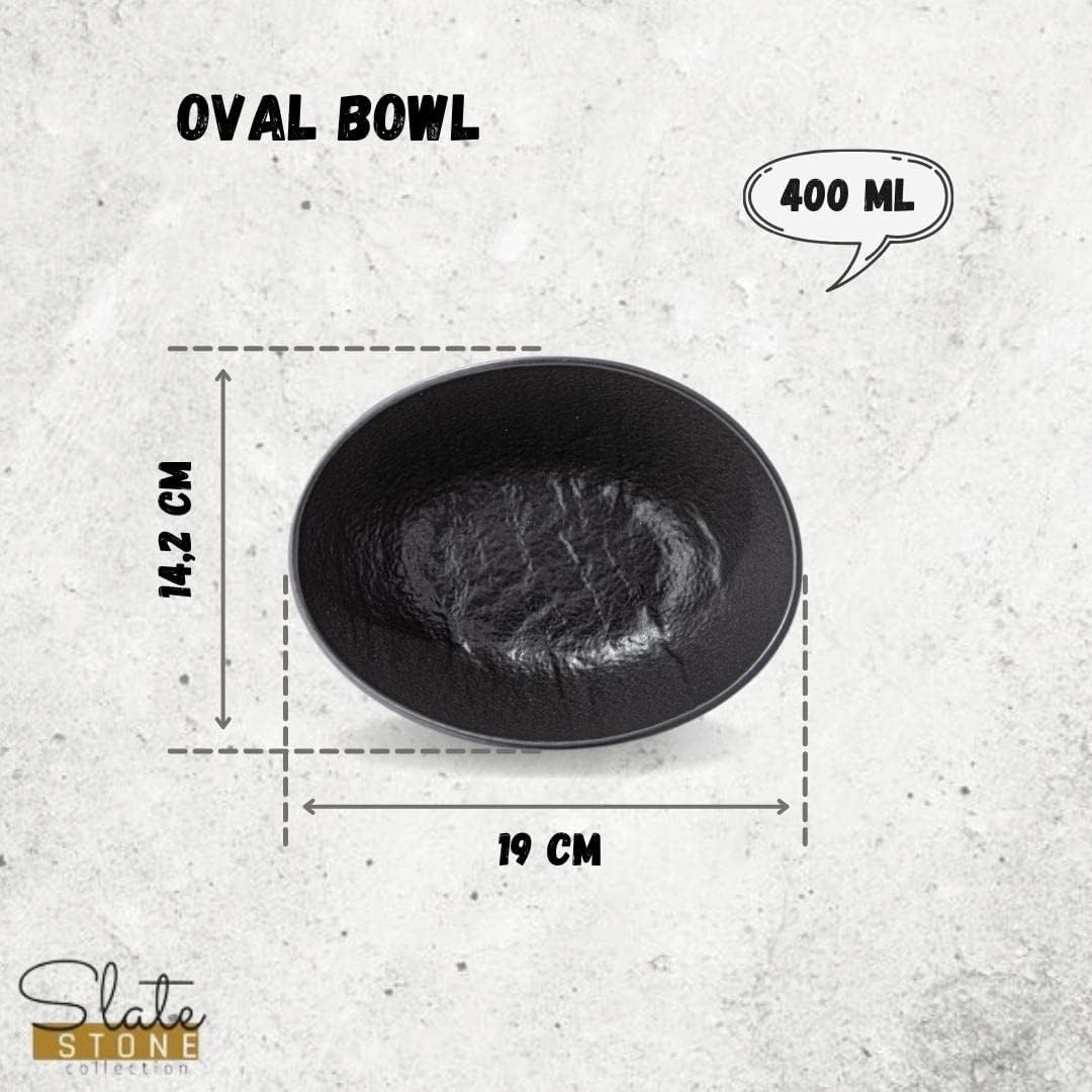 Wilmax Oval Dish 19x15x6 cm 3-piece SlateStone Black