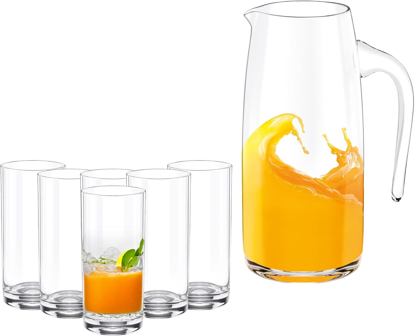 Wilmax Gläser- & Karaffen-Set, 6 Drinkgläser & 1 Karaffe, WL-888306/1C-888024/A6