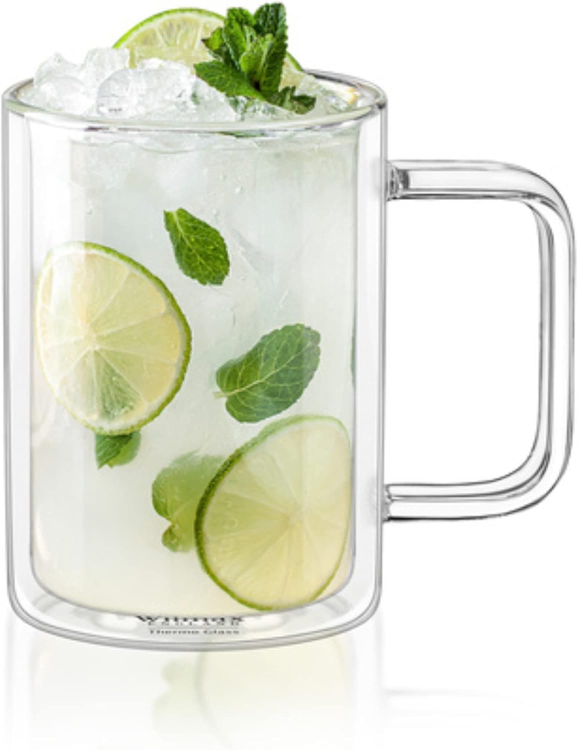 Wilmax Dubbelwandige Beker 400 ml Set van 4 Borosilicaatglas